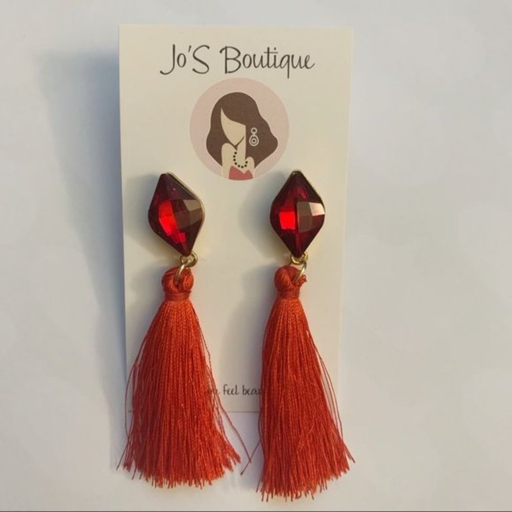 3 x $12 Red tassel earrings
